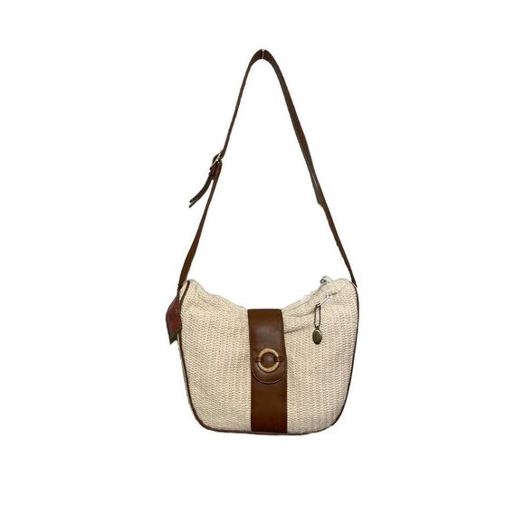 Saddle‎ River Crochet Handbag Shoulder Purse Natural Neutral Brown Bohemian NEW - Picture 1 of 7